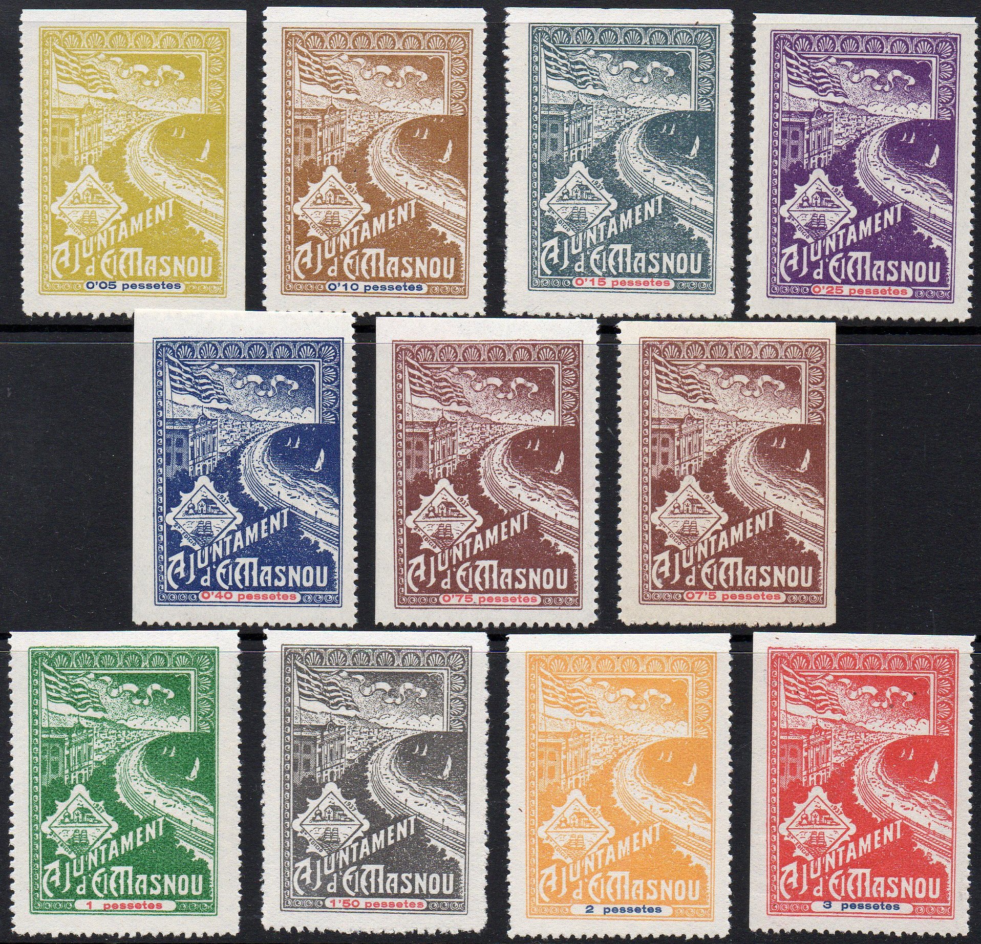Spain Spanish Espana sellos postales Guerra Civil War El Masnou stamps